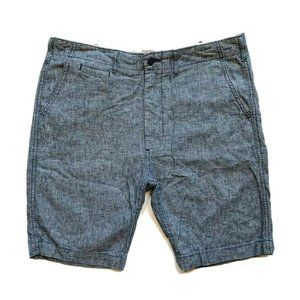Levis Linen Blend Chino Shorts Mens 33 (34) Flat Front Beach Summer Outdoor Blue
